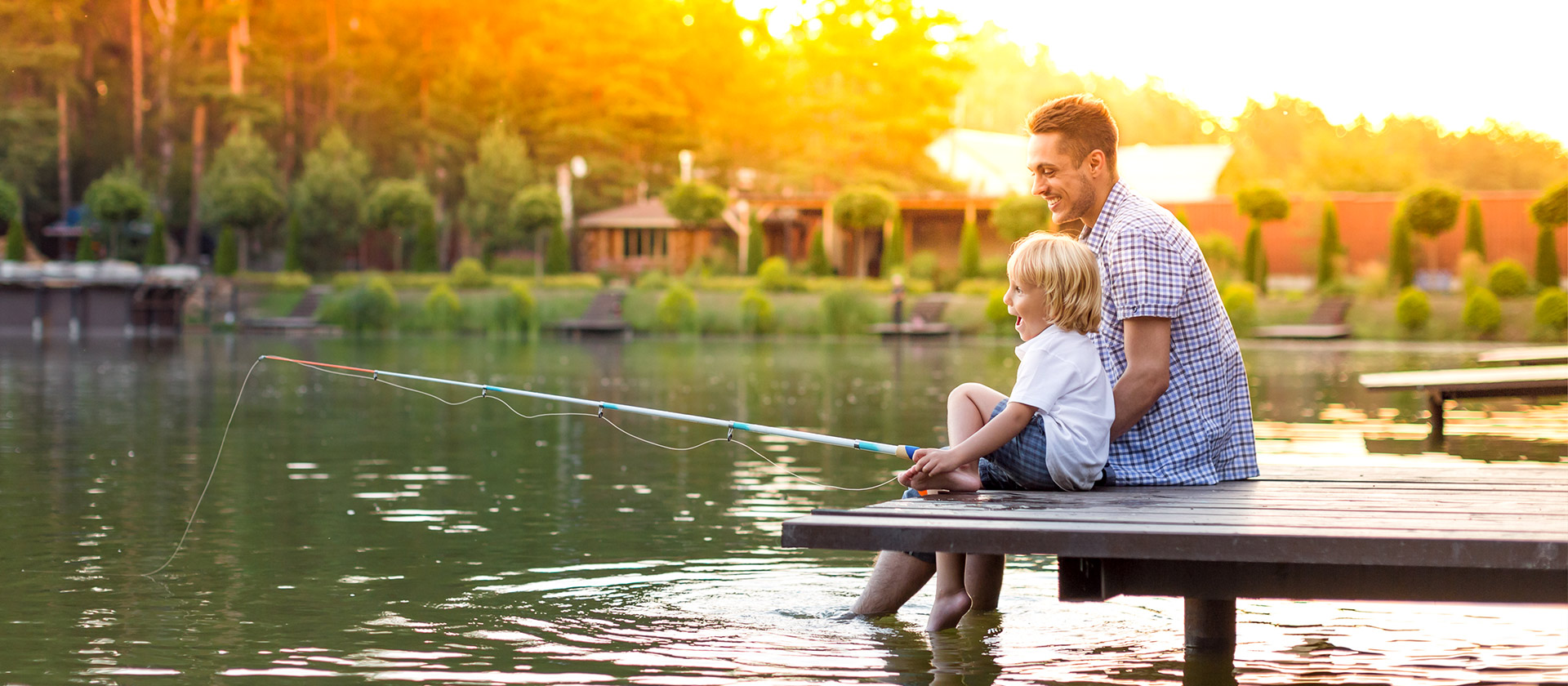 Background - Father and son fishing